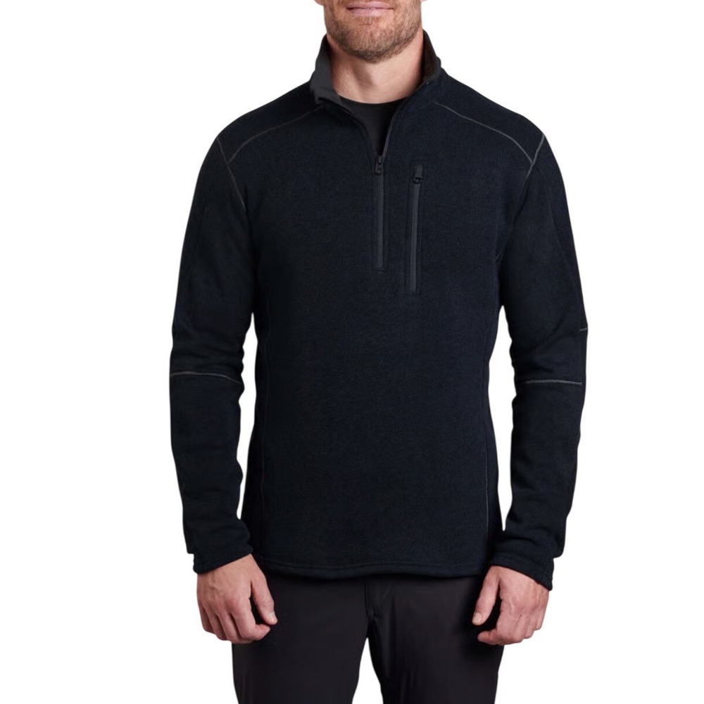 KUHL Interceptr 1/4 Zip Fleece Pullover Mutiny Blue Mens Large Alfpaca Gold